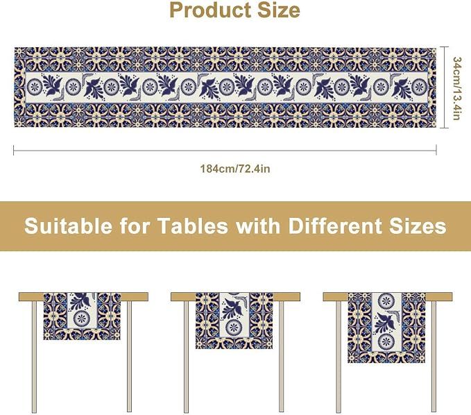 YCness Floral Bird Mexican Table Runner, 13x70 Inch - Image 3