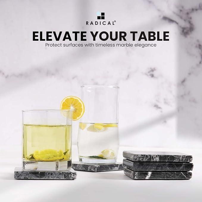 Radicaln Square Marble Stone Coasters Set of 6 - Image 3