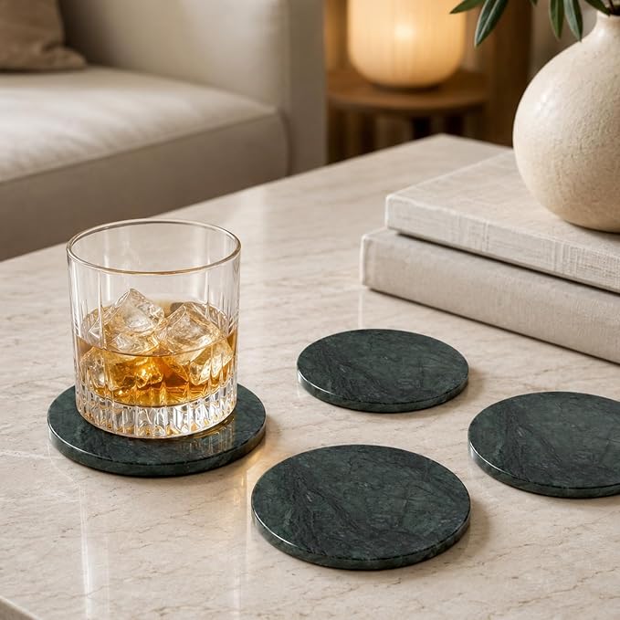 Marble Coasters, Round Modern Coaster Set of 8 - Image 8