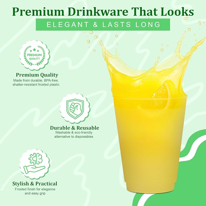Concession Essentials – 16oz Frost Flex Plastic Cups – Shatterproof Reusable - Image 2