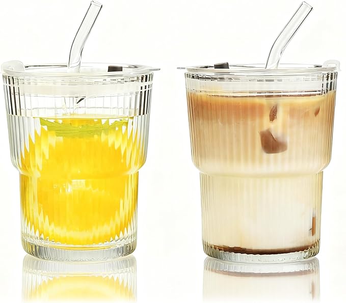 Haundry 14 oz Ribbed Glass cups by Haundry