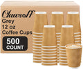 Clawsoff 500 Pack 12oz Insulated Disposable Paper Coffee Cups Champagne | Thick by BuyNow
