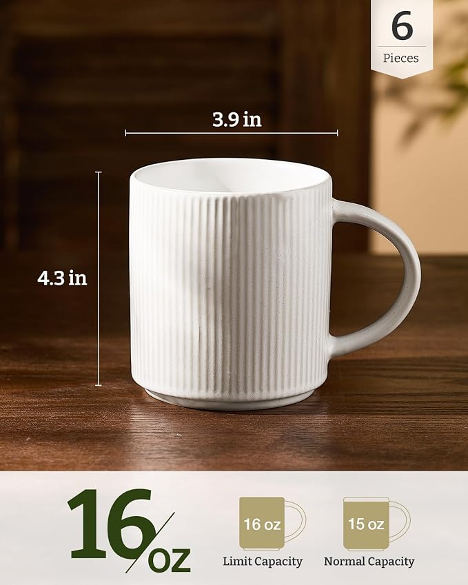 famiware Coffee Mug Set for 6, Star 16 oz Catering Mugs Cup Set - Image 3