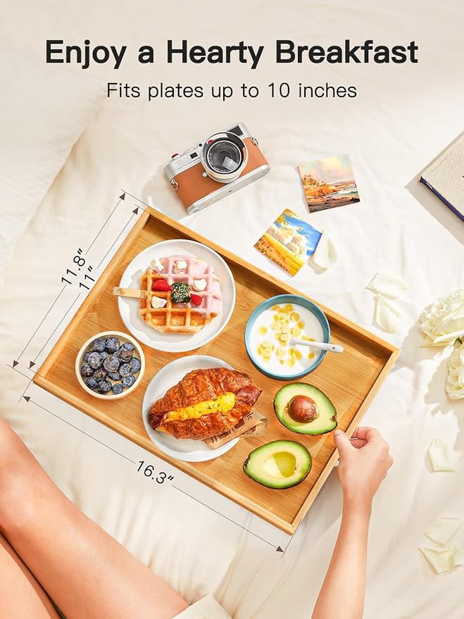 Bamboo Bed Tray Table with Foldable Legs, Breakfast Tray - Image 3