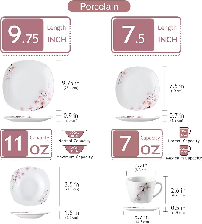 VEWEET 30 PCS Ceramic Dinnerware Sets - Image 2