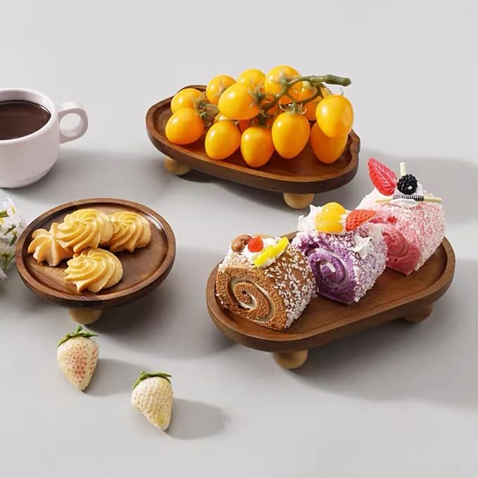 Small Wooden Riser, Oval 7.8x4.6inch Tray - Image 6