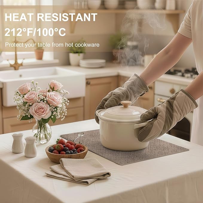 Faux Leather Heat Resistant Placemats 6 Packs, Waterproof Wipeable Dining PU - Image 3