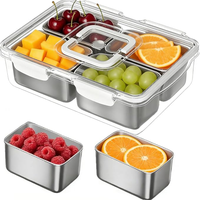 Snackle Box Container, Stainless Steel Divided Serving Tray by kidinit
