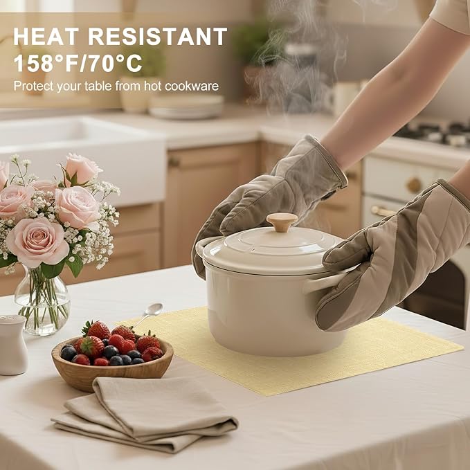Faux Cotton Linen Placemats Set of 6, Cloth Washable Farmhouse Dining Table Mats - Image 3