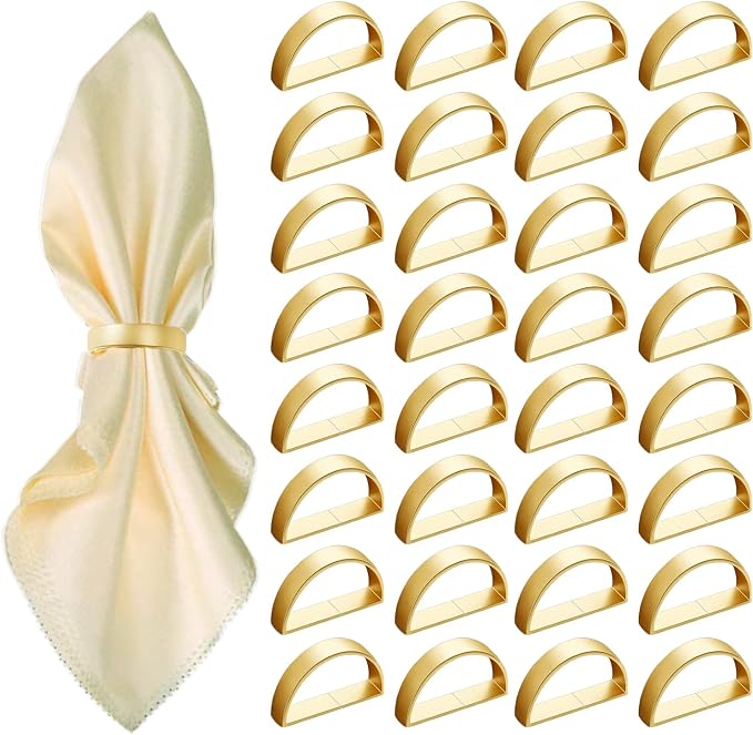 32 Pcs Matt Gold Napkin Rings by GERILKAI
