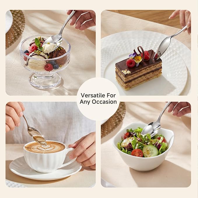 4-Piece Teaspoon Set, 18/10 Stainless Steel Dessert Spoons | Mirror Polished - Image 7