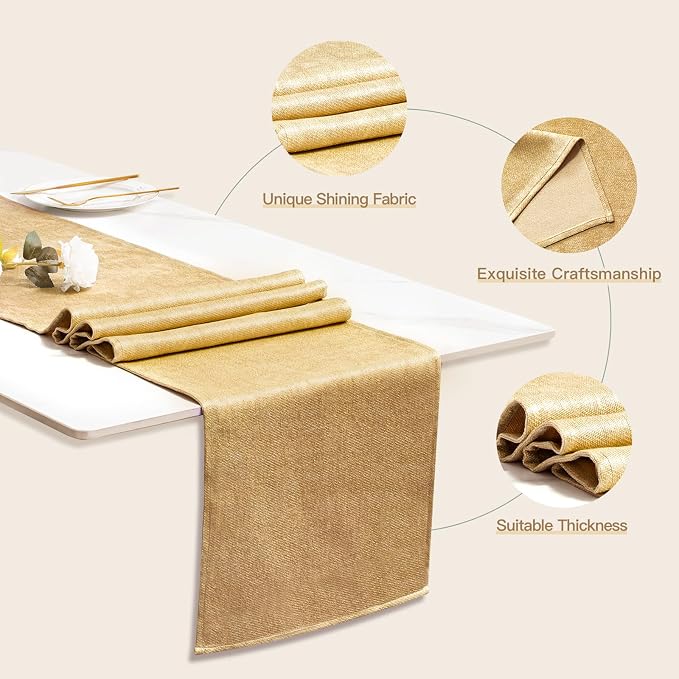 BALCONY & FALCON Table Runner Faux Linen Gold 14"x71" | Waterproof, Thanksgiving - Image 2