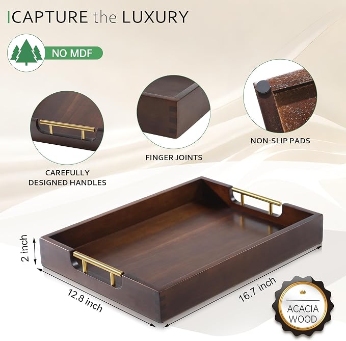 Joy&Grace Acacia Wood Ottoman Tray - Image 2