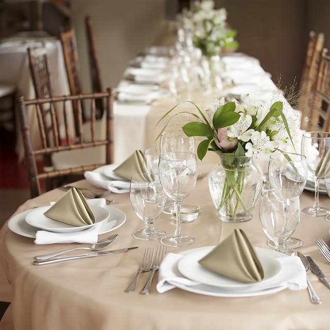 P Pothuiny 50 Pcs Beige Satin Napkins 17 x 17 Inch, Satin Cloth Napkins | - Image 7