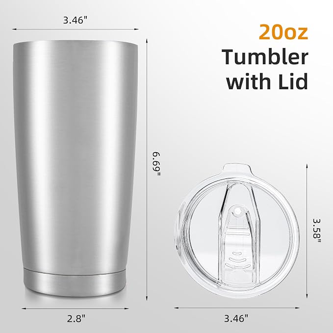 20oz Tumbler Bulk with Lid Stainless Steel Tumblers, 6 Pack | Leak Proof Lid - Image 5