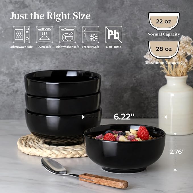 DOWAN 22 OZ Ceramic Soup Bowls & Cereal Bowls - Image 2