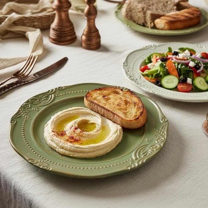 salad plates set of 4, 10.5 inch Reactive Glaze Stoneware Dinner Dish Set - Image 4
