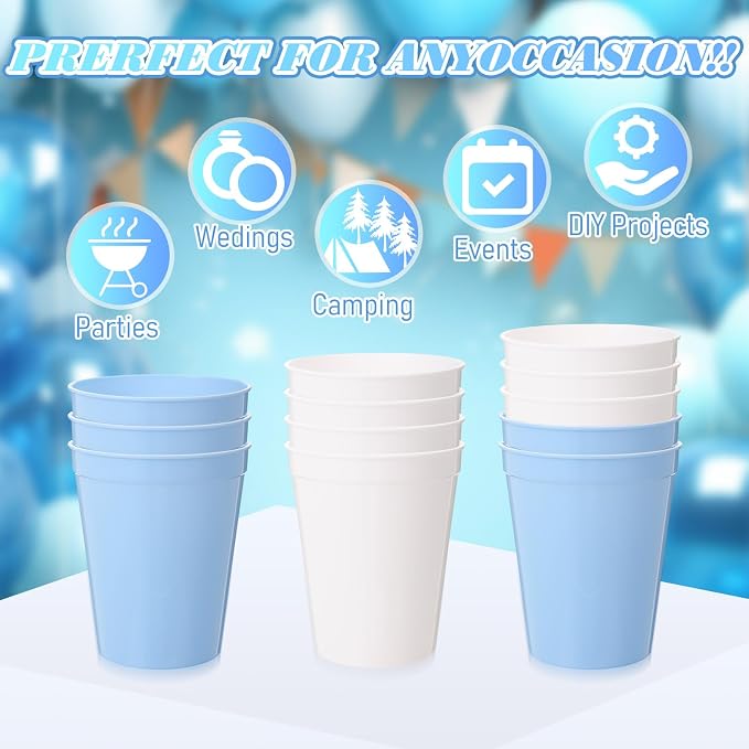 Yungyan 36 Pack 16 oz Stadium Cups Reusable Plastic Cups Blank Drink Stadium - Image 5