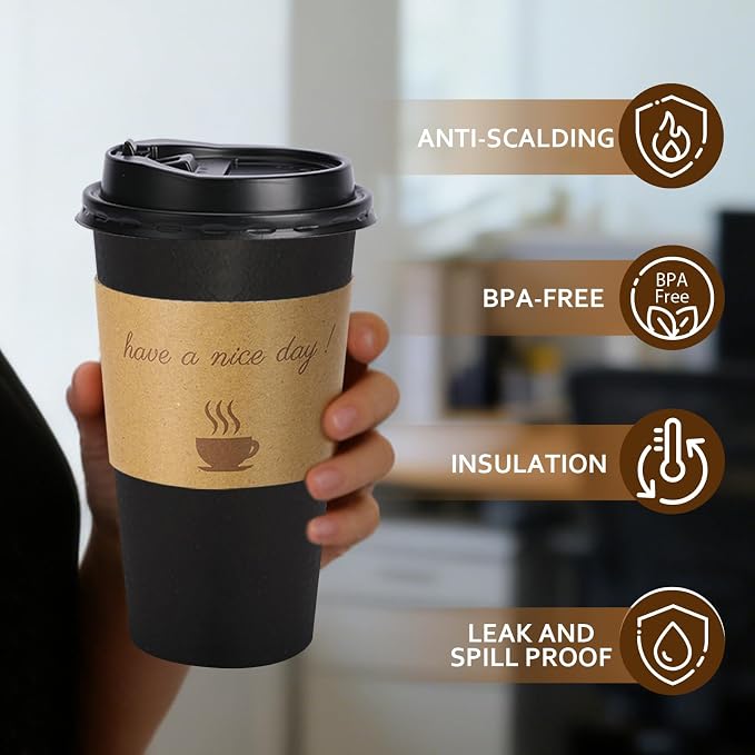 BYSNOW 20 oz 50 pack Disposable Paper Coffee Cups - Image 3