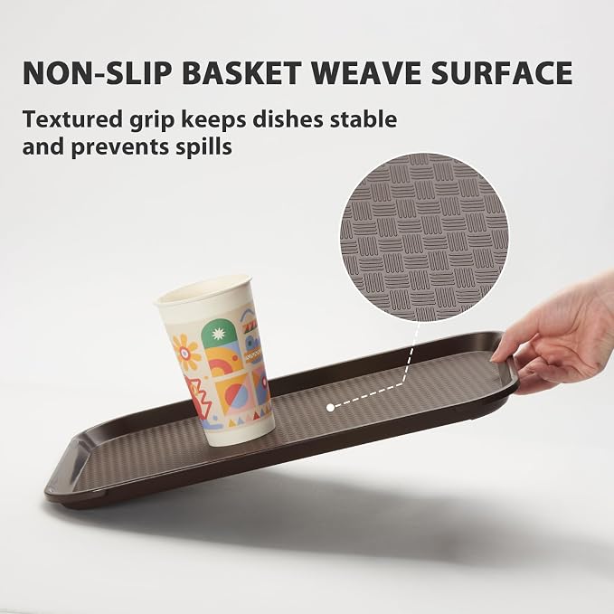 Plastic Serving Trays, Stackable Cafeteria Trays 6 Pack, 12 x 16 Fast Food - Image 3