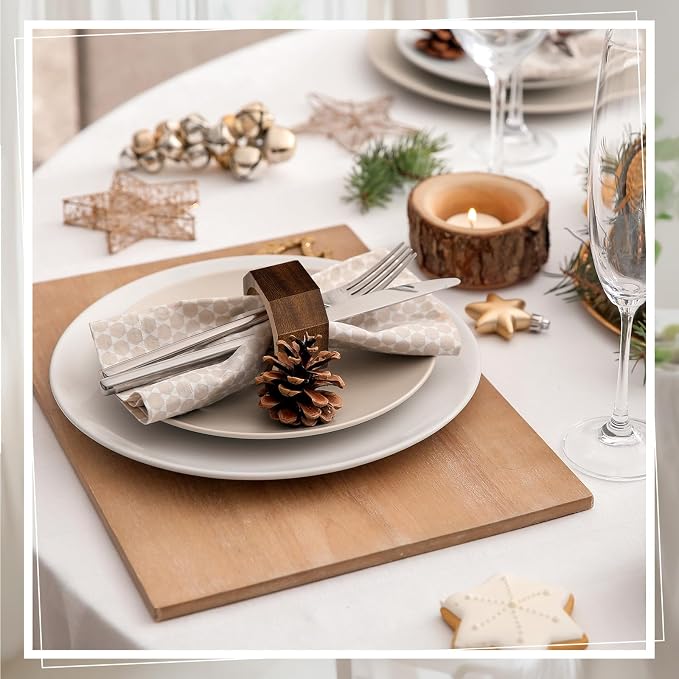 Zhehao 50 Pcs Wood Napkin Rings Bulk Acacia Handmade Dining Table Napkin Holder - Image 6