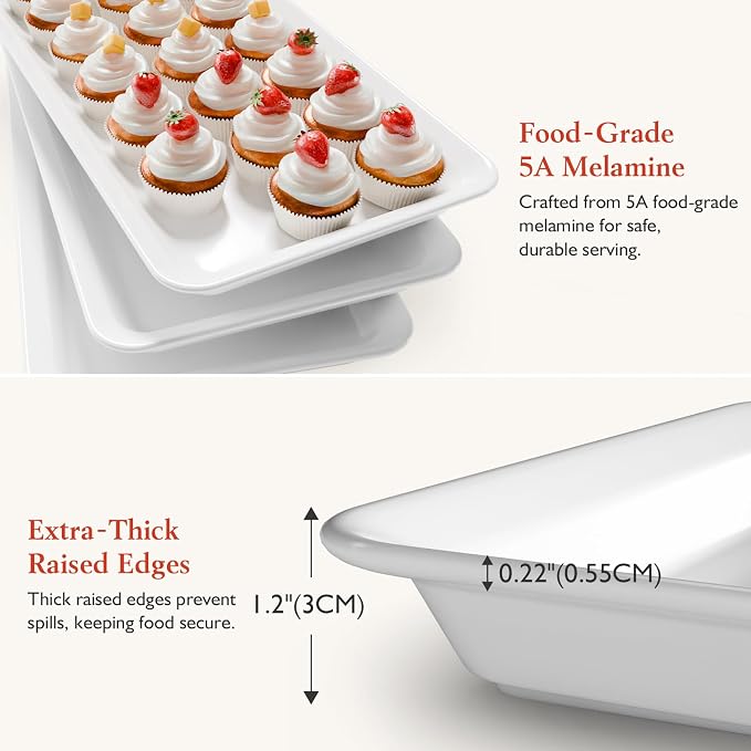 Bumusty Large 3-Tier Melamine Serving Tray Set, 17 x 8.7 in, Birthdays and - Image 8