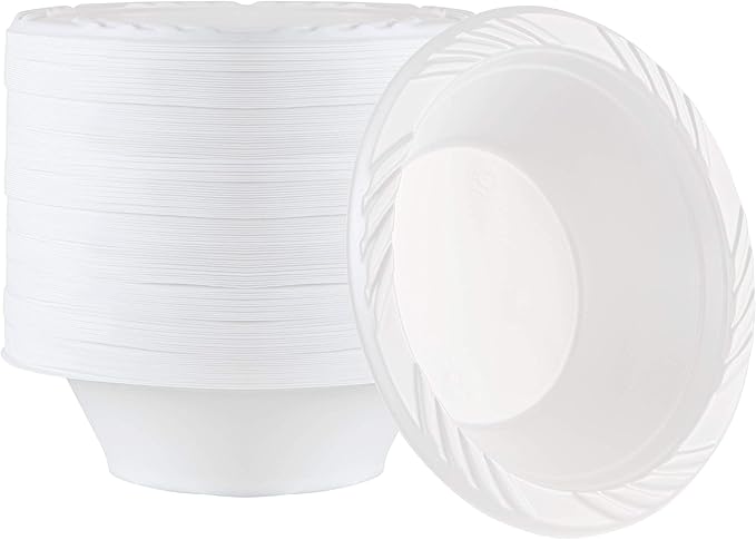 100 Count Disposable 12 ounce White Plastic Soup Bowls by PLASTICPRO