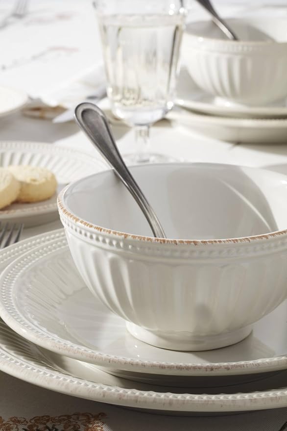 Lenox French Perle Groove White Stoneware 24-Piece Dinnerware Set - Image 7