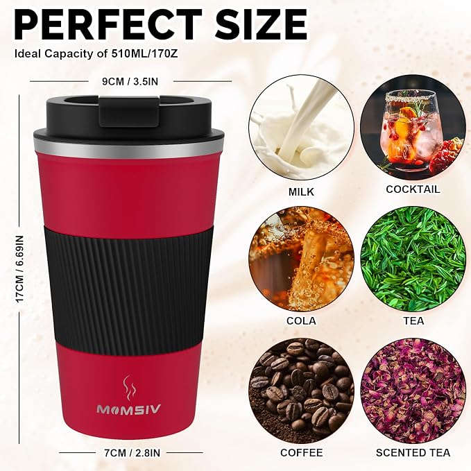 MOMSIV 17oz Travel Coffee Mug, Insulated Coffee Cup - Image 2