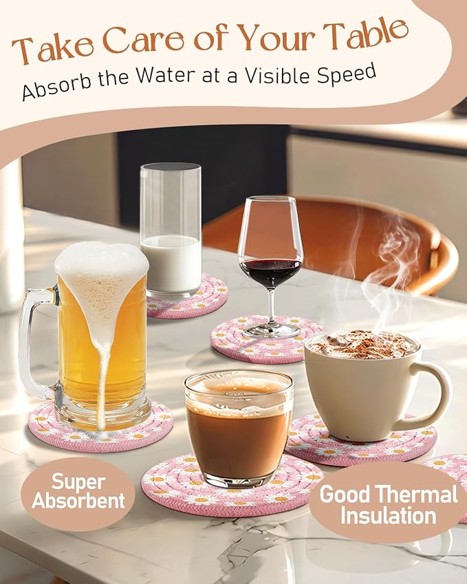 Absorbent Cup Coasters Set of 6 - Image 5