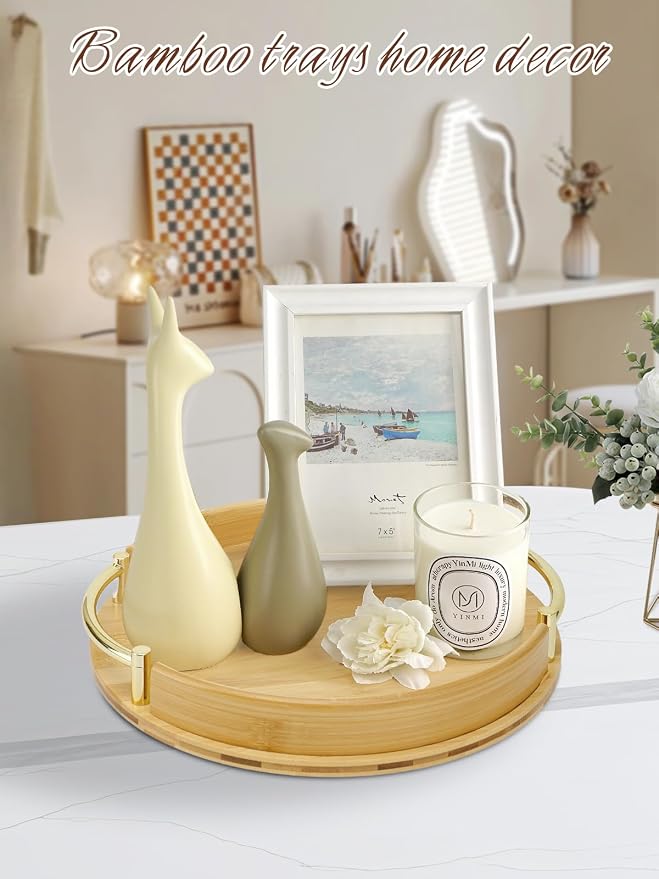 JUPELI 11.8″ Round Bamboo Serving Tray - Image 5