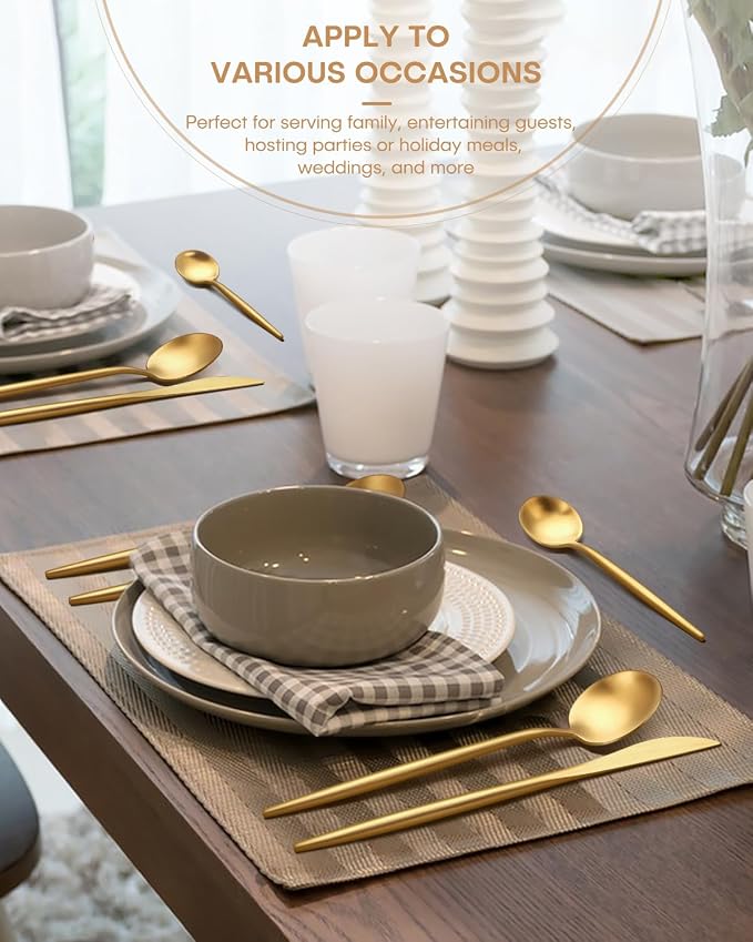 Gold Silverware Set, Ollex 30-Piece Matte Silverware Set - Image 7