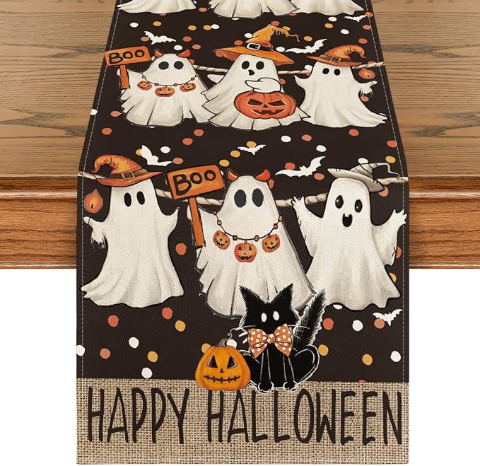Artoid Mode 210 GSM Halloween Table Runner 13x120 Inch Home Party Decor | Ghost by ArtoidMode