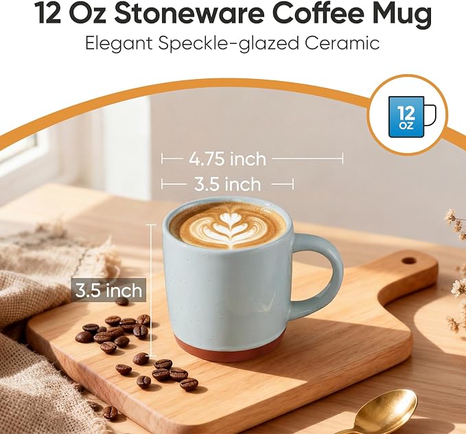 E-far Ceramic Coffee Mug Set of 6, 12oz Stoneware Coffee Cup - Image 2