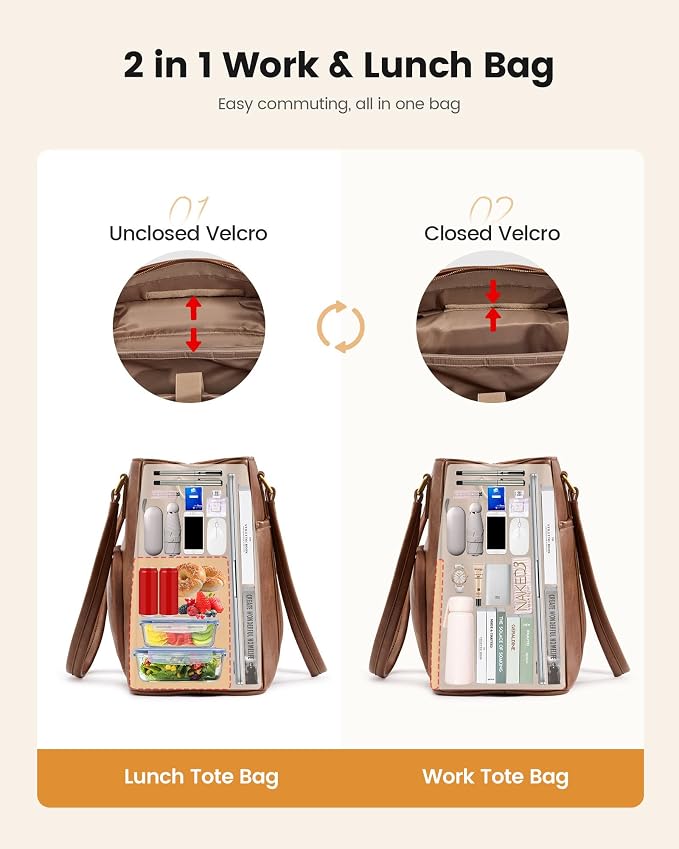 LOVEVOOK Lunch Bag for Women, Work Laptop Tote Bag - Image 7