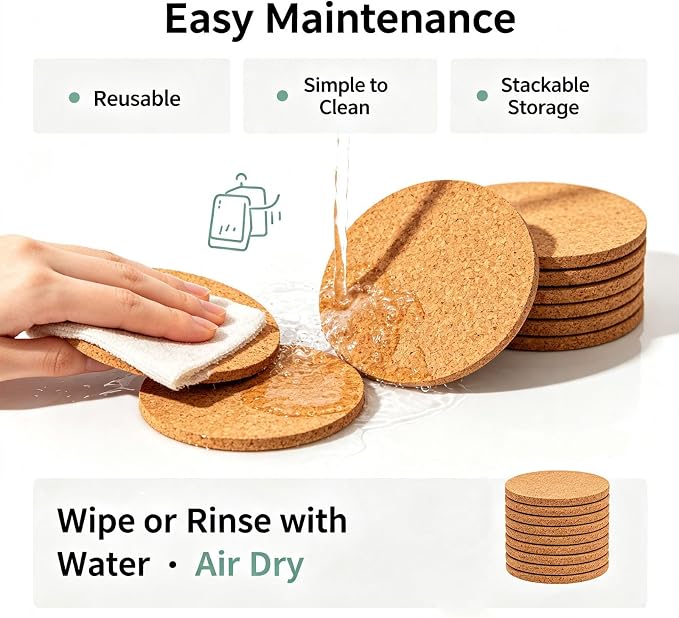 100 Pcs Absorbent Cork Coasters - Image 7