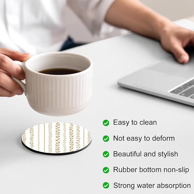 Modern Minimalist Art Coasters Set of 4, Absorbent Coasters - Image 4
