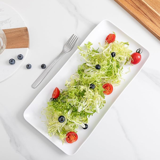 White Melamine Rectangular Serving Platter/Trays, 14” X 7” Fruit Cake Bread - Image 2