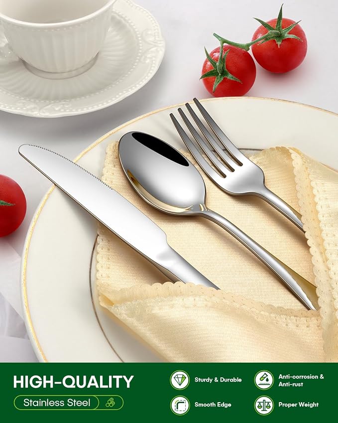 PHILIPALA 20 Piece Silverware Set, Stainless Steel Flatware Set - Image 3