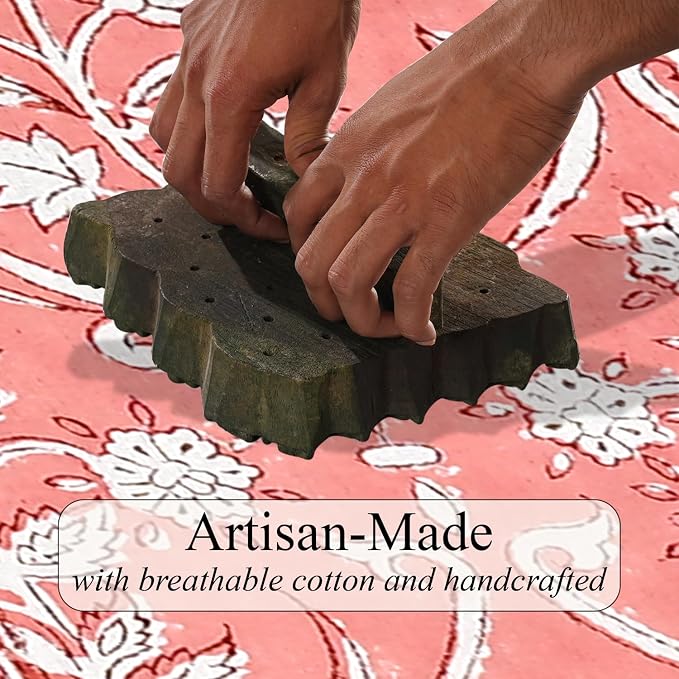 Sweet Pink Hand Block Print 100% Cotton Reusable Table Runner 16" X 106" Inches - Image 5