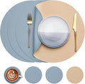 Myir JUN 15 Inches Round Placemats Set of 4 Faux Leather Place Mats | by MyirJUN