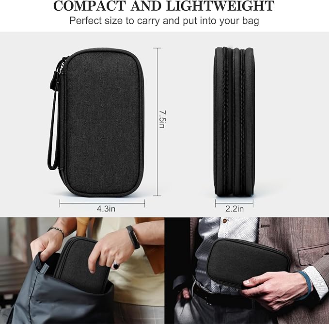 FYY Electronic Organizer, Travel Tech Pouch Bag, Cable Organizer Black | Wrist - Image 2