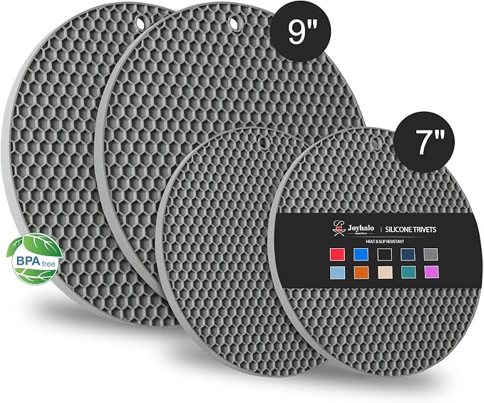 4 Pack Silicone Trivet for Hot Dishes | Heat Resistant Silicone Pot Holders for by Joyhalo