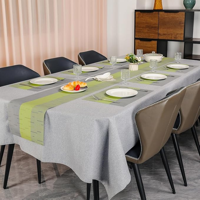 Table Runner 88 Inches Long, Vinyl Woven Farmhouse Table Runners | Washable - Image 6