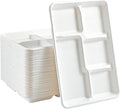 Vplus 100% Compostable 5 Compartment Paper Plates, 100 Pack, 12.5 x 8.6 inch by Vplus