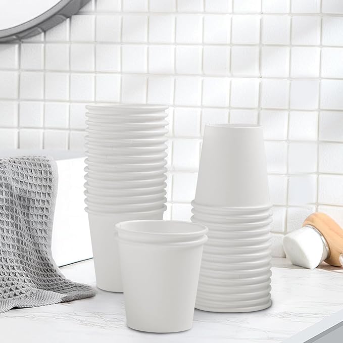 Clawsoff 3 oz 300 Count White Paper Cups Disposable Bathroom Mouthwash Cups | - Image 3