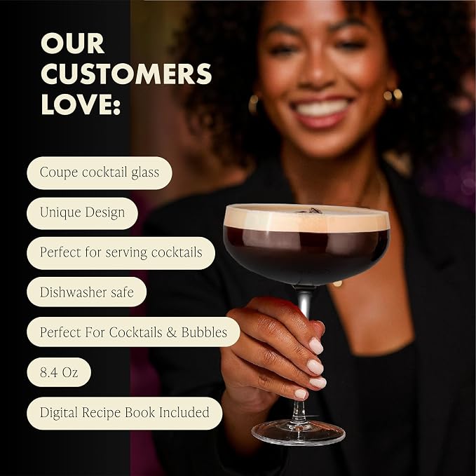 VEMACITY - Elegant Espresso Martini Glasses Set of 4 - Classic Coupe Glasses - Image 9