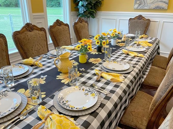 ShinyBeauty Checkered Table Cloths Cotton Tablecloth Gingham Tablecloth Square - Image 5