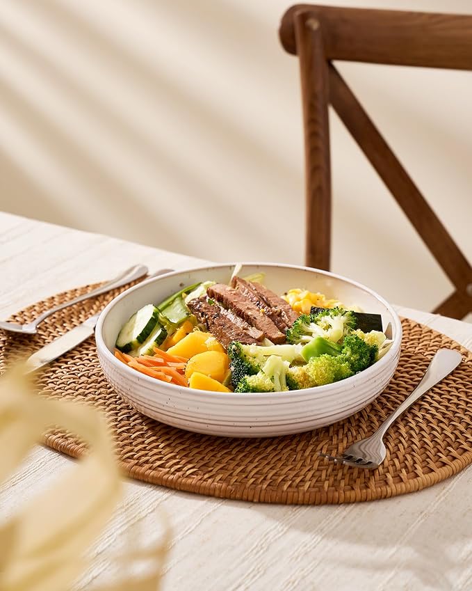 famiware Milkyway 33 oz Pasta Bowls Set of 6, Scratch-Resistant Stoneware Salad - Image 4