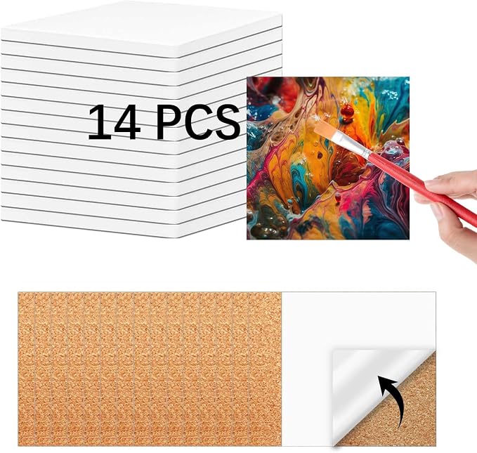 14 PCS Ceramic Tiles for Crafts and self-Adhesive Cork mat, unglazed Ceramic by Anpuimult
